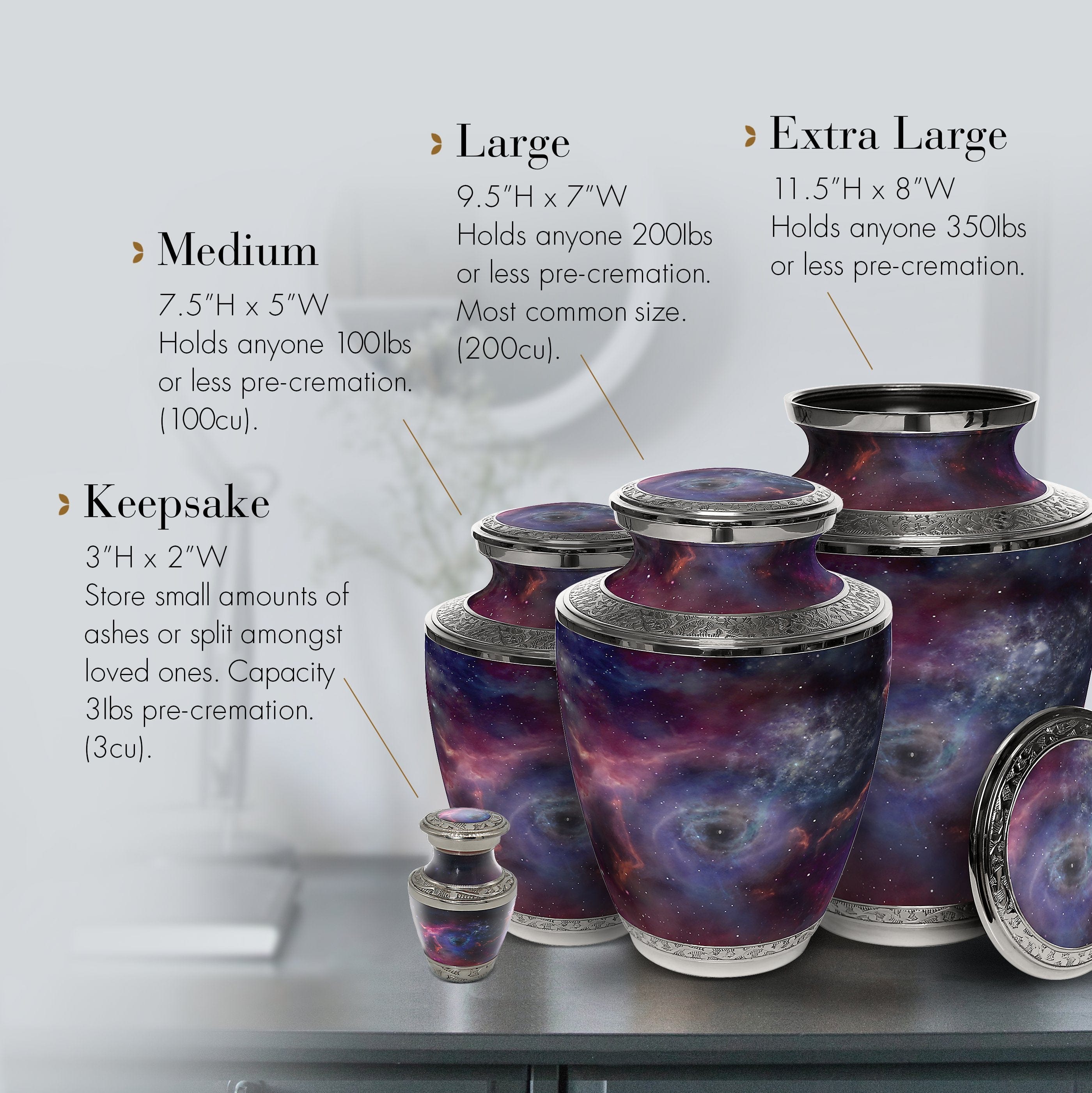 Interstellar Nebula Extra Large Urn or Companion Urn – Extra Large Urns for Human Ashes | XL Urn & XXL Urn