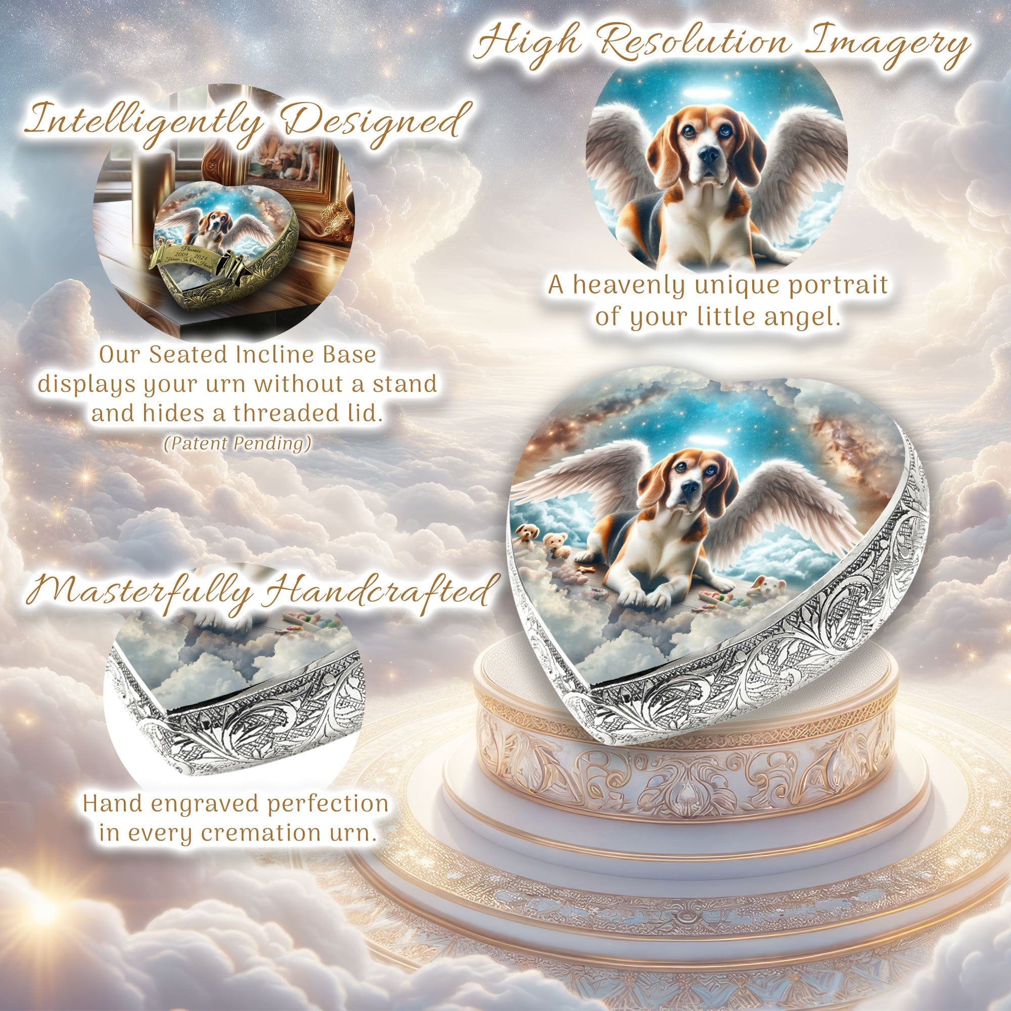 Beagle Dog Urn - Heavenly Splendor Urn for Dog Ashes